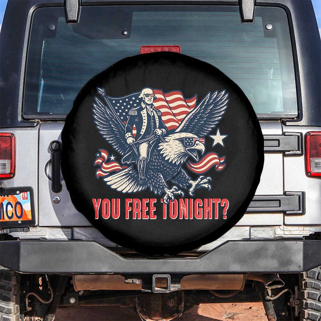 George Washington Rides Bald Eagle Spare Tire Cover You Free Tonight Patriotic 4th of July TS02 No hole Black Print Your Wear