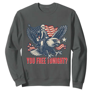 George Washington Rides Bald Eagle Sweatshirt You Free Tonight Patriotic 4th of July TS02 Dark Heather Print Your Wear