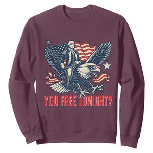 George Washington Rides Bald Eagle Sweatshirt You Free Tonight Patriotic 4th of July TS02 Maroon Print Your Wear