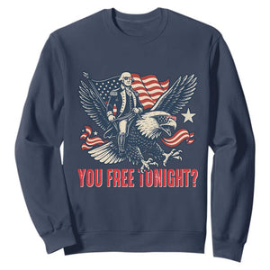 George Washington Rides Bald Eagle Sweatshirt You Free Tonight Patriotic 4th of July TS02 Navy Print Your Wear