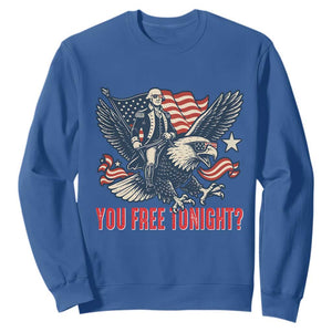 George Washington Rides Bald Eagle Sweatshirt You Free Tonight Patriotic 4th of July TS02 Royal Blue Print Your Wear