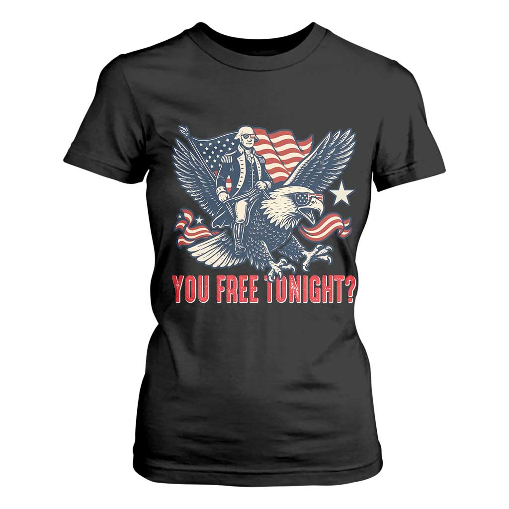 George Washington Rides Bald Eagle T Shirt For Women You Free Tonight Patriotic 4th of July TS02 Black Print Your Wear