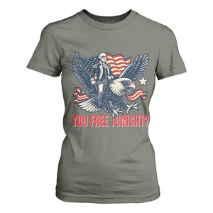 George Washington Rides Bald Eagle T Shirt For Women You Free Tonight Patriotic 4th of July TS02 Military Green Print Your Wear