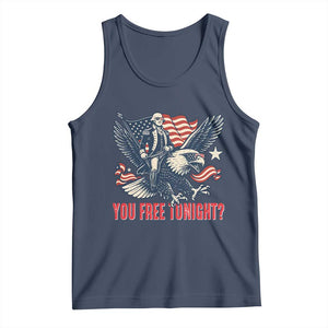 George Washington Rides Bald Eagle Tank Top You Free Tonight Patriotic 4th of July TS02 Navy Print Your Wear