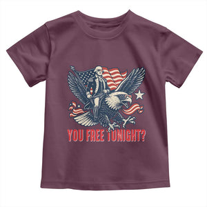 George Washington Rides Bald Eagle Toddler T Shirt You Free Tonight Patriotic 4th of July TS02 Maroon Print Your Wear