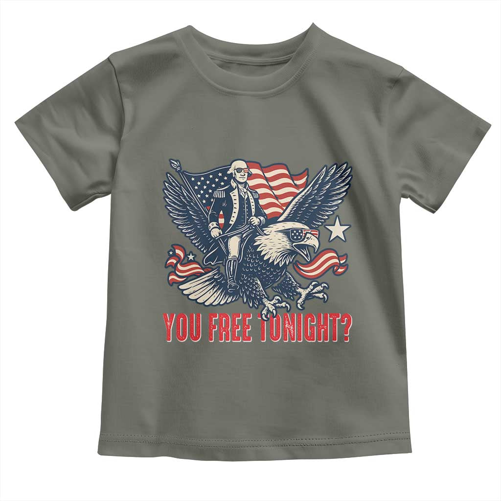 George Washington Rides Bald Eagle Toddler T Shirt You Free Tonight Patriotic 4th of July TS02 Military Green Print Your Wear