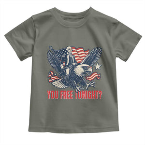 George Washington Rides Bald Eagle Toddler T Shirt You Free Tonight Patriotic 4th of July TS02 Military Green Print Your Wear