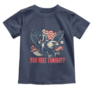 George Washington Rides Bald Eagle Toddler T Shirt You Free Tonight Patriotic 4th of July TS02 Navy Print Your Wear
