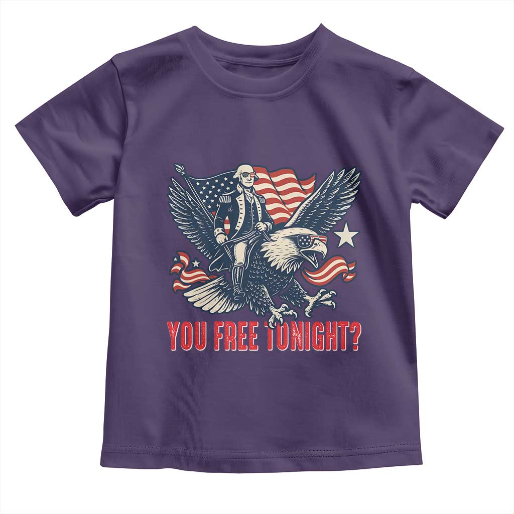 George Washington Rides Bald Eagle Toddler T Shirt You Free Tonight Patriotic 4th of July TS02 Purple Print Your Wear