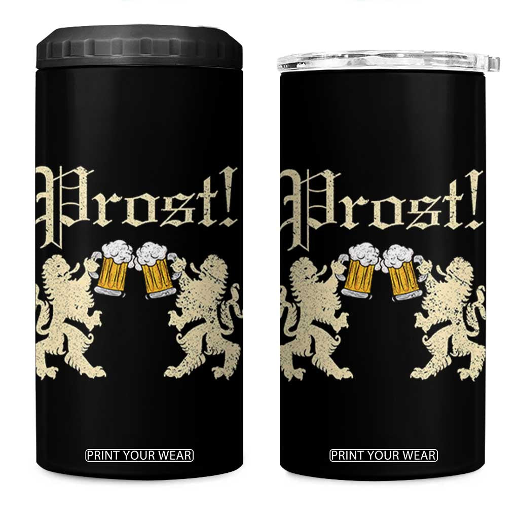 German Prost 4 in 1 Can Cooler Tumbler Lion Cheers Beer Drinking Oktoberfest TS11 One Size: 16 oz Black Print Your Wear