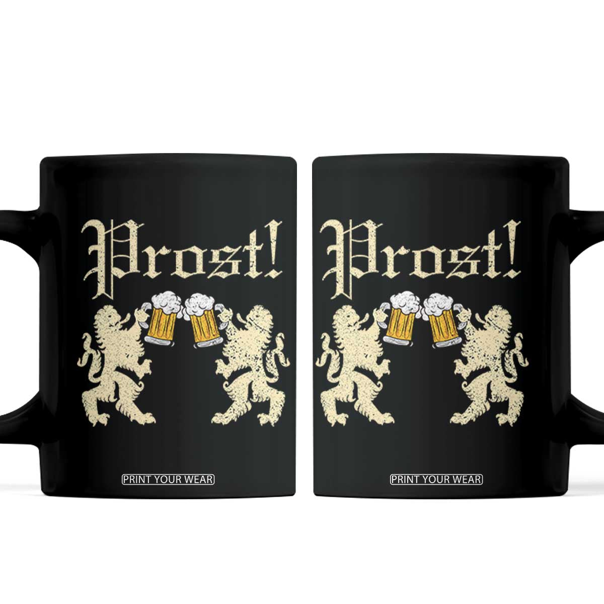 German Prost Coffee Mug Lion Cheers Beer Drinking Oktoberfest TS11 Black Print Your Wear