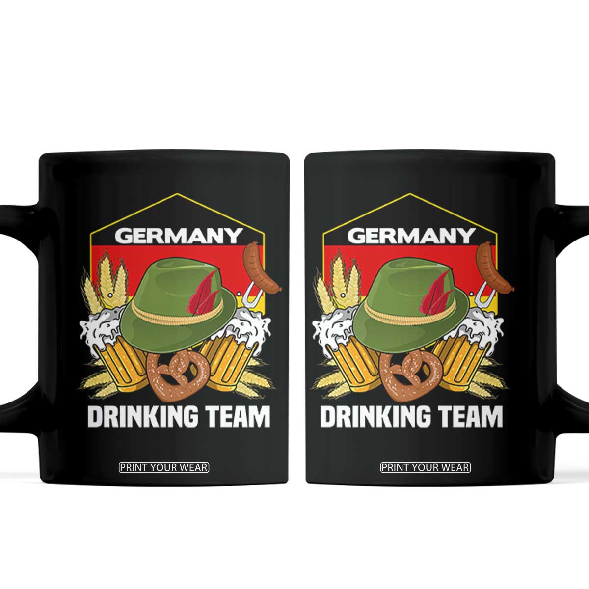 Germany Drinking Team Coffee Mug Germany Beer Festivals Oktoberfest Alpine hat Barley TS11 Black Print Your Wear