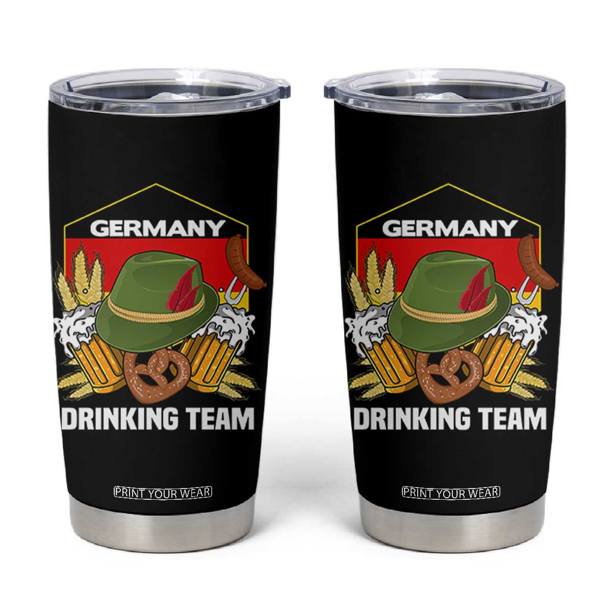 Germany Drinking Team Tumbler Cup Germany Beer Festivals Oktoberfest Alpine hat Barley TS11 Black Print Your Wear