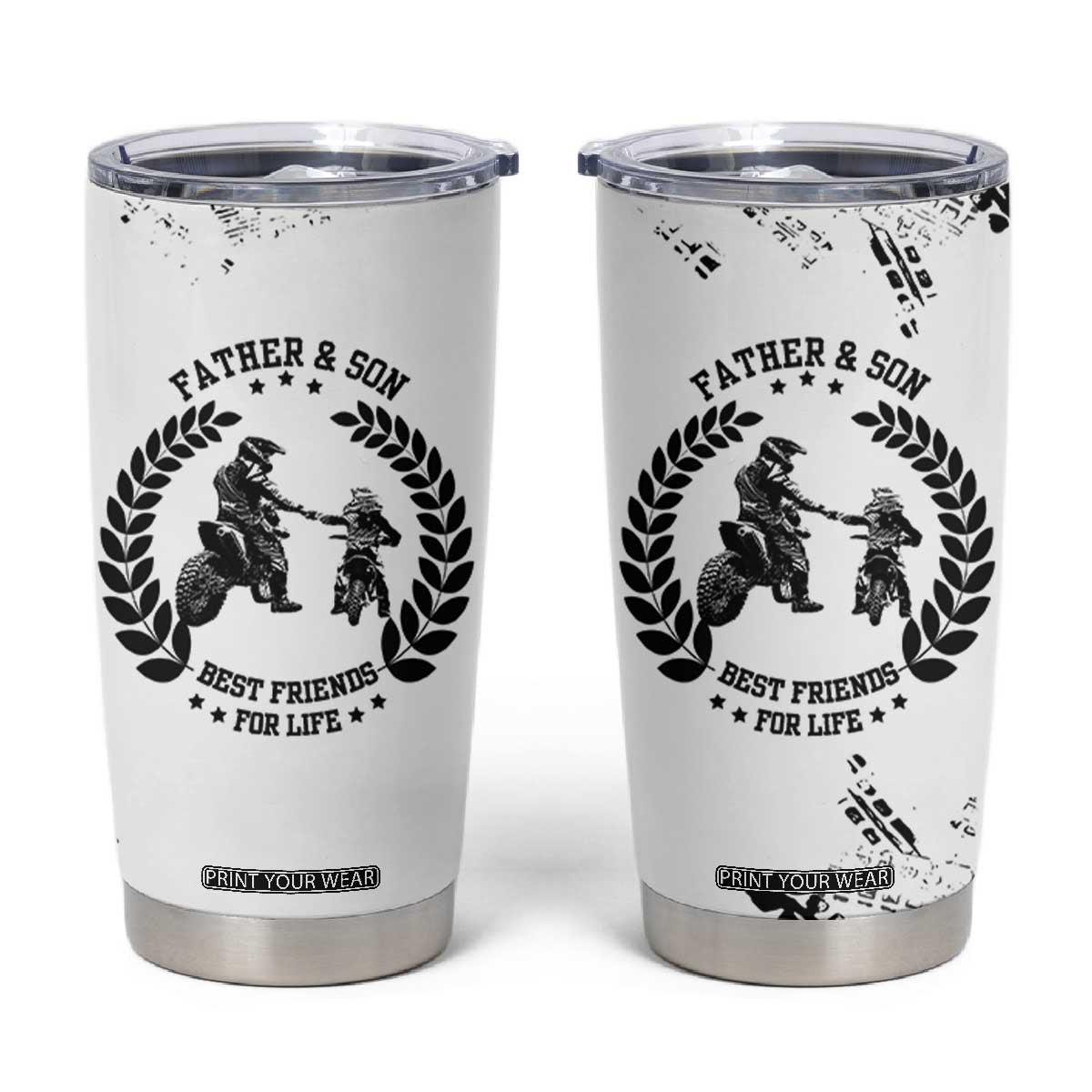 Gifts For Dad From Son Tumbler Cup Dirt Bike Dad Bike Biker MX Motocross Rider TB10 White Print Your Wear