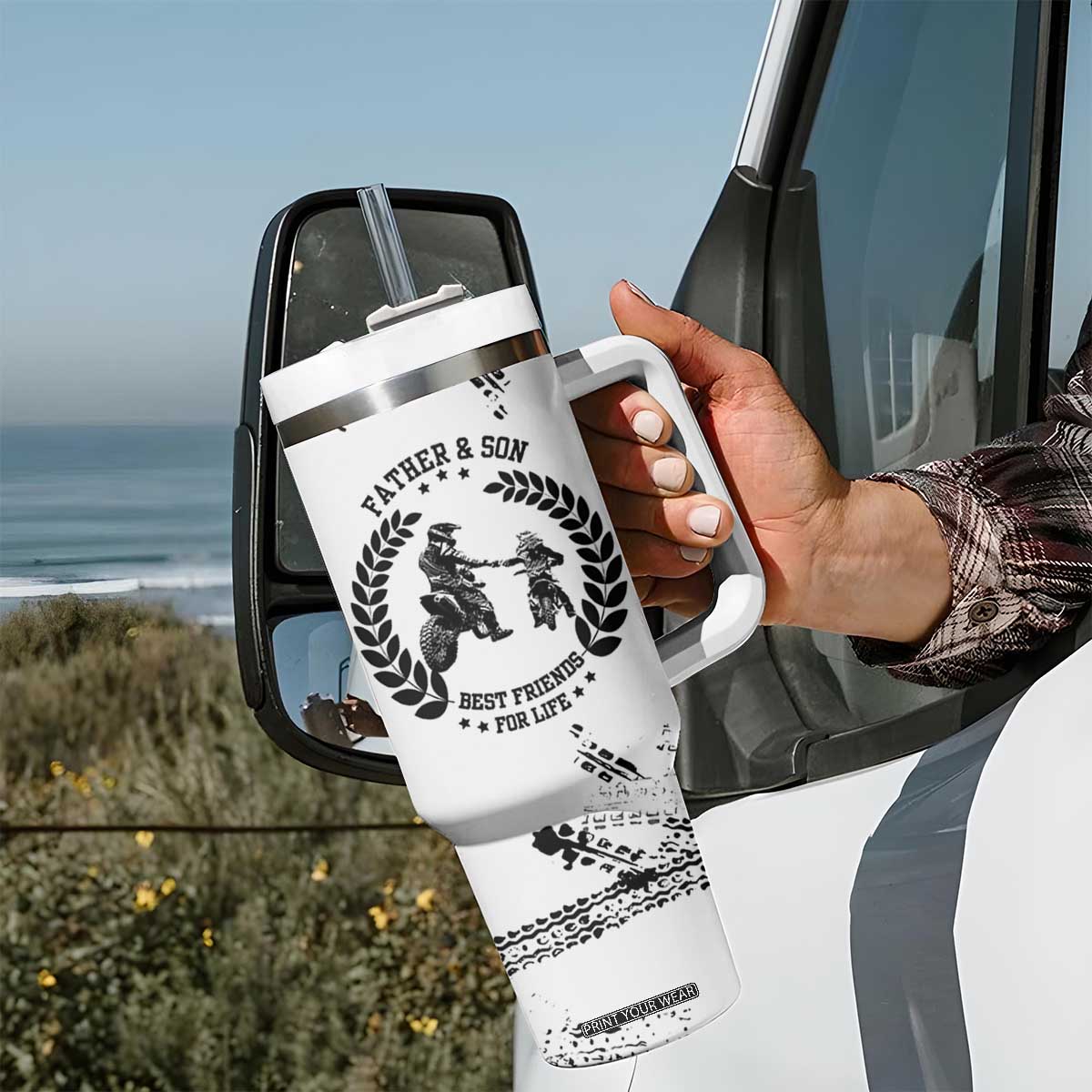 Gifts For Dad From Son Tumbler With Handle Dirt Bike Dad Bike Biker MX Motocross Rider TB10 Print Your Wear