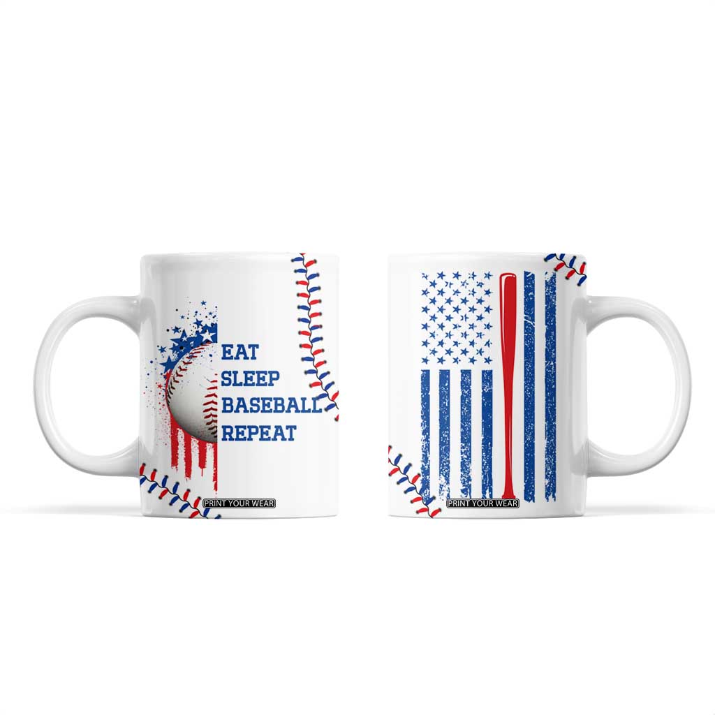 Gifts for Baseball Lover Coffee Mug Eat Sleep Baseball Repeat TB09 White Print Your Wear