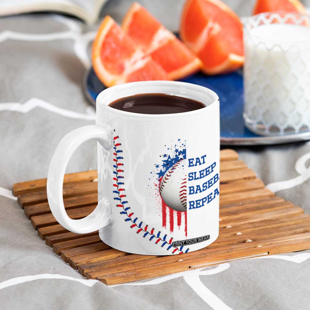 Gifts for Baseball Lover Coffee Mug Eat Sleep Baseball Repeat TB09 Print Your Wear