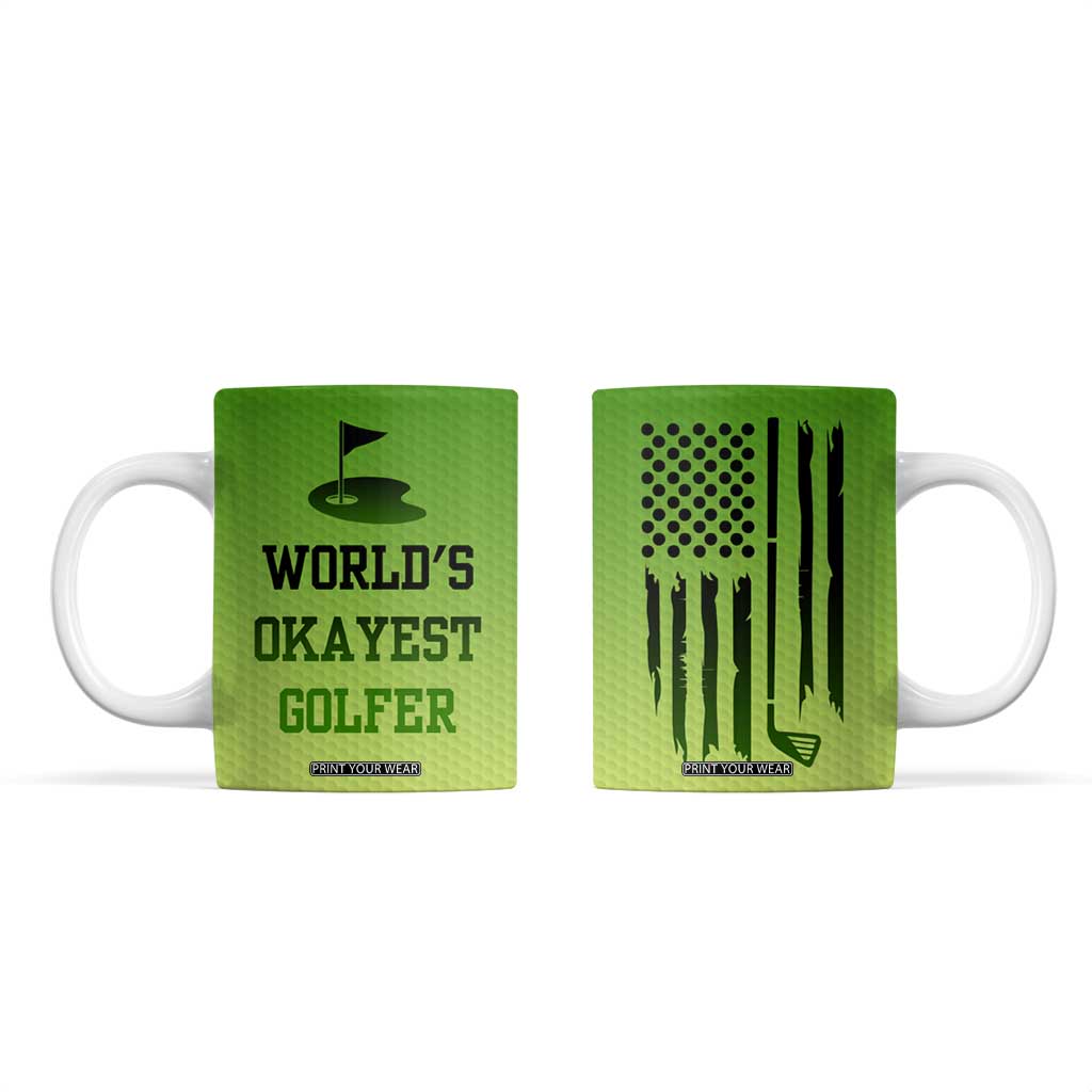 Gifts for Golf Player Coffee Mug World's Okayest Golfer TB09 Green Yellow Gradient Print Your Wear