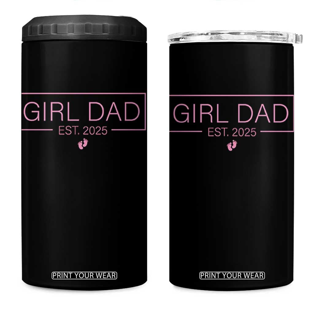 Girl Dad Est. 2025 4 in 1 Can Cooler Tumbler Expect Baby 2025 Fathers Day TS10 One Size: 16 oz Black Print Your Wear