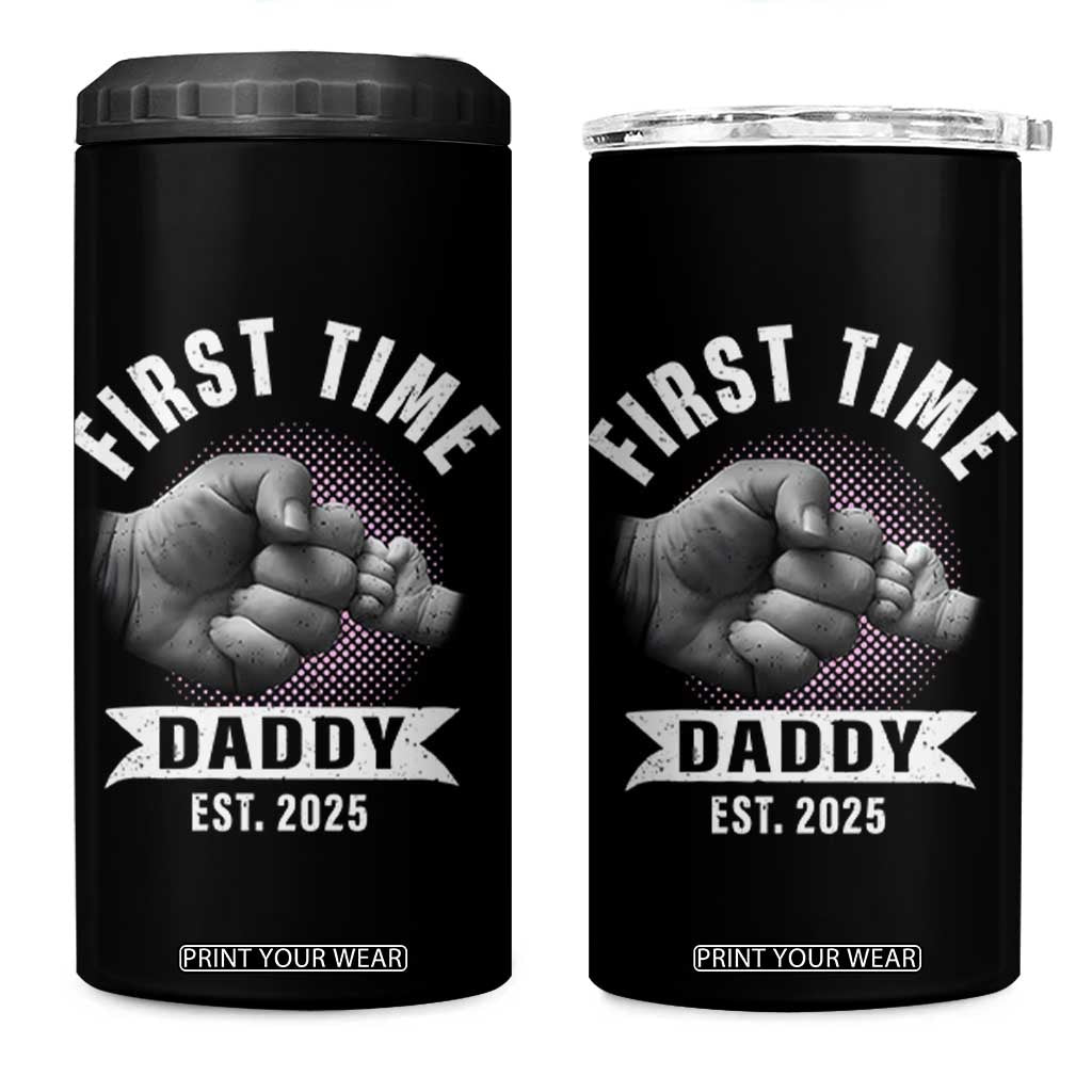 Girl Dad Est. 2025 4 in 1 Can Cooler Tumbler Fist Time Daddy To Be TS10 One Size: 16 oz Black Print Your Wear