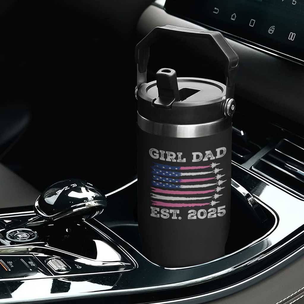 Girl Dad Est. 2025 Flip Straw Tumbler American USA Flag Pink Dad Fathers Day TS10 Print Your Wear