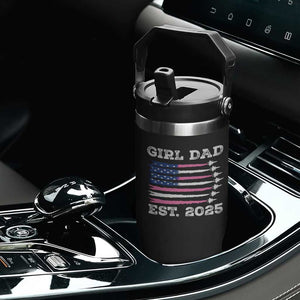 Girl Dad Est. 2025 Flip Straw Tumbler American USA Flag Pink Dad Fathers Day TS10 Print Your Wear
