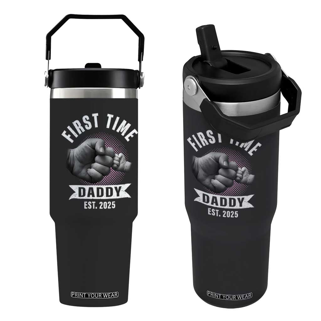 Girl Dad Est. 2025 Flip Straw Tumbler Fist Time Daddy To Be TS10 One Size: 30 oz Black Print Your Wear