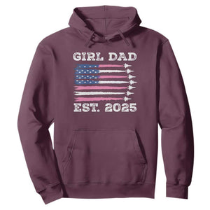 Girl Dad Est. 2025 Hoodie American USA Flag Pink Dad Fathers Day TS10 Maroon Print Your Wear
