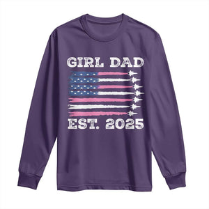 Girl Dad Est. 2025 Long Sleeve Shirt American USA Flag Pink Dad Fathers Day TS10 Purple Print Your Wear