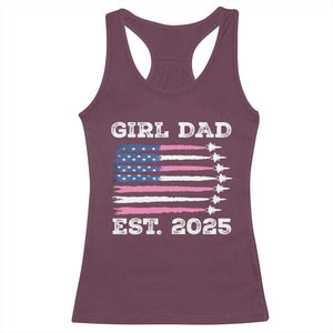 Girl Dad Est. 2025 Racerback Tank Top American USA Flag Pink Dad Fathers Day TS10 Maroon Print Your Wear