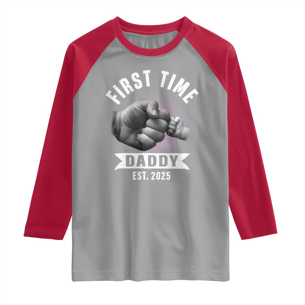 Girl Dad Est. 2025 Raglan Shirt Fist Time Daddy To Be TS10 Sport Gray Red Print Your Wear