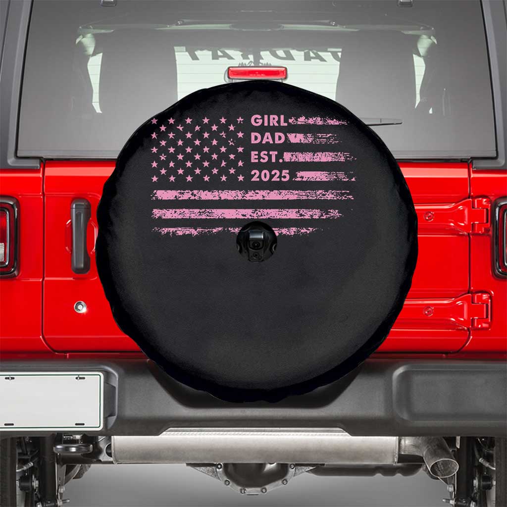 Girl Dad Est. 2025 Spare Tire Cover Expect Baby Fathers Day USA Flag TS10 Black Print Your Wear