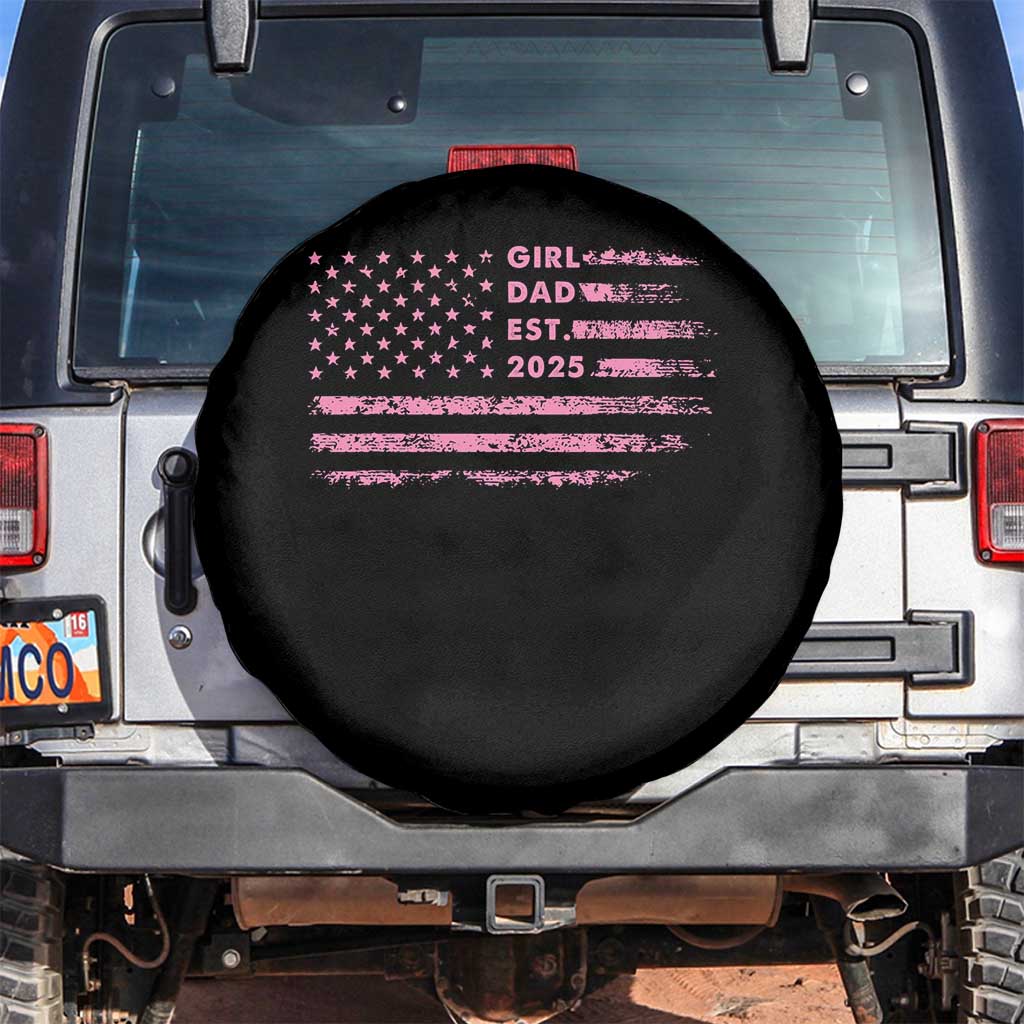Girl Dad Est. 2025 Spare Tire Cover Expect Baby Fathers Day USA Flag TS10 No hole Black Print Your Wear