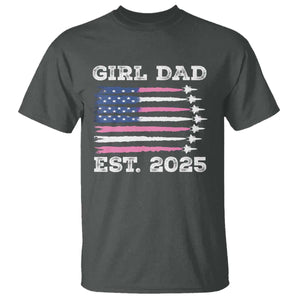 Girl Dad Est. 2025 T Shirt American USA Flag Pink Dad Fathers Day TS10 Dark Heather Print Your Wear