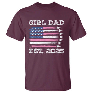 Girl Dad Est. 2025 T Shirt American USA Flag Pink Dad Fathers Day TS10 Maroon Print Your Wear