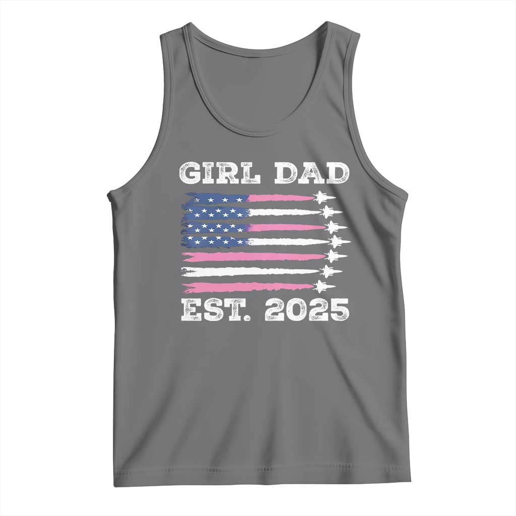 Girl Dad Est. 2025 Tank Top American USA Flag Pink Dad Fathers Day TS10 Black Heather Print Your Wear