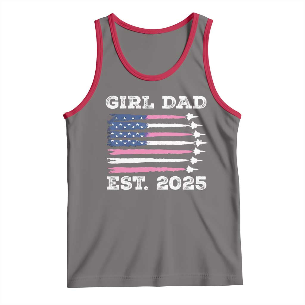 Girl Dad Est. 2025 Tank Top American USA Flag Pink Dad Fathers Day TS10 Deep Heather Red Print Your Wear