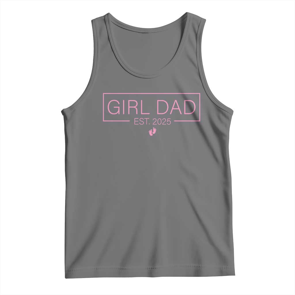 Girl Dad Est. 2025 Tank Top Expect Baby 2025 Fathers Day TS10 Black Heather Print Your Wear