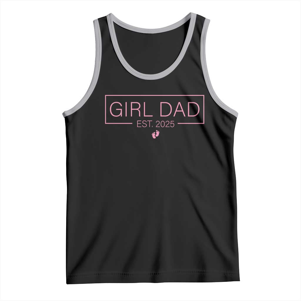 Girl Dad Est. 2025 Tank Top Expect Baby 2025 Fathers Day TS10 Black Athletic Heather Print Your Wear
