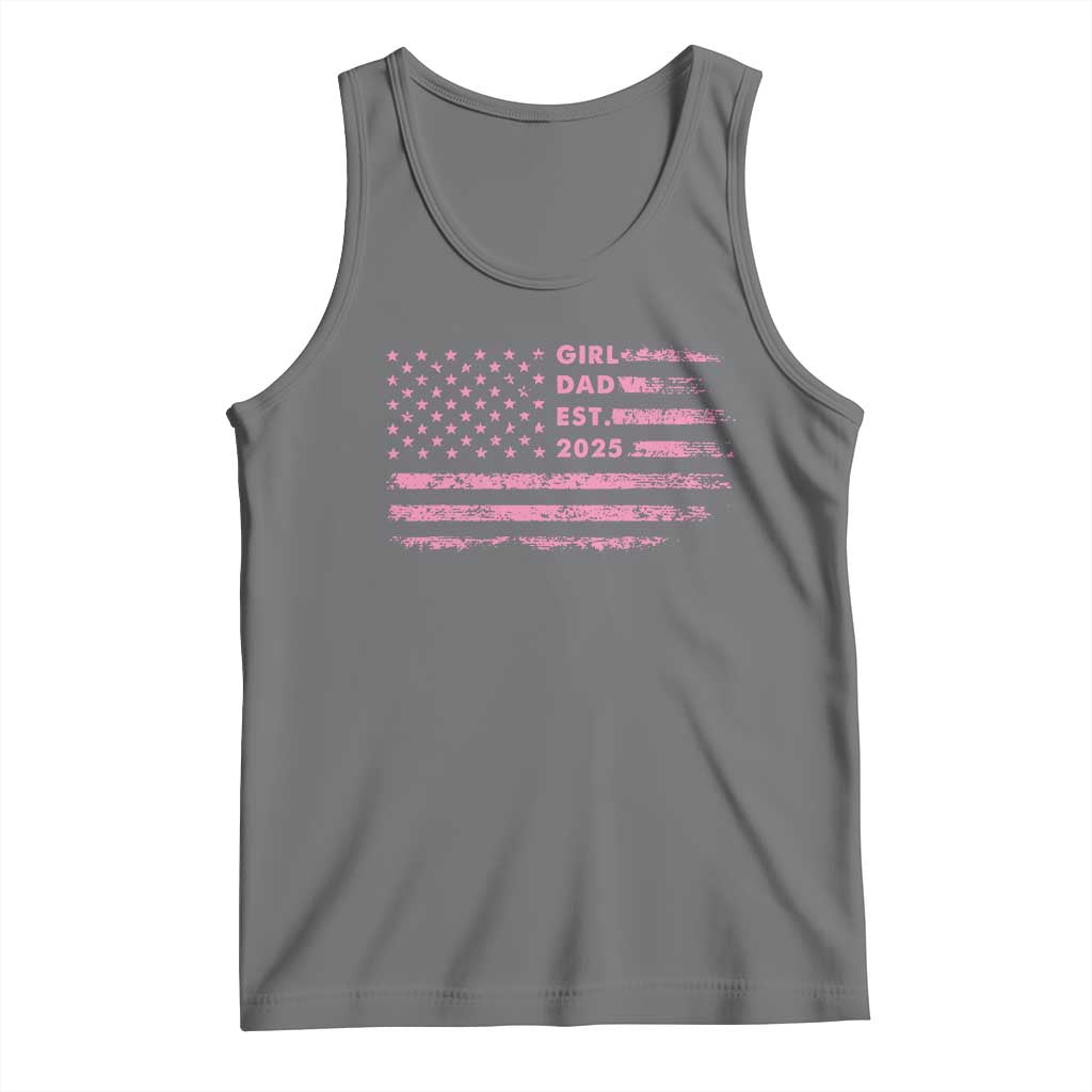 Girl Dad Est. 2025 Tank Top Expect Baby Fathers Day USA Flag TS10 Black Heather Print Your Wear