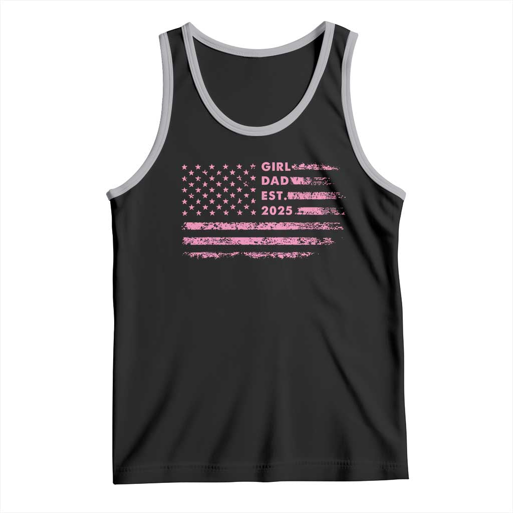 Girl Dad Est. 2025 Tank Top Expect Baby Fathers Day USA Flag TS10 Black Athletic Heather Print Your Wear