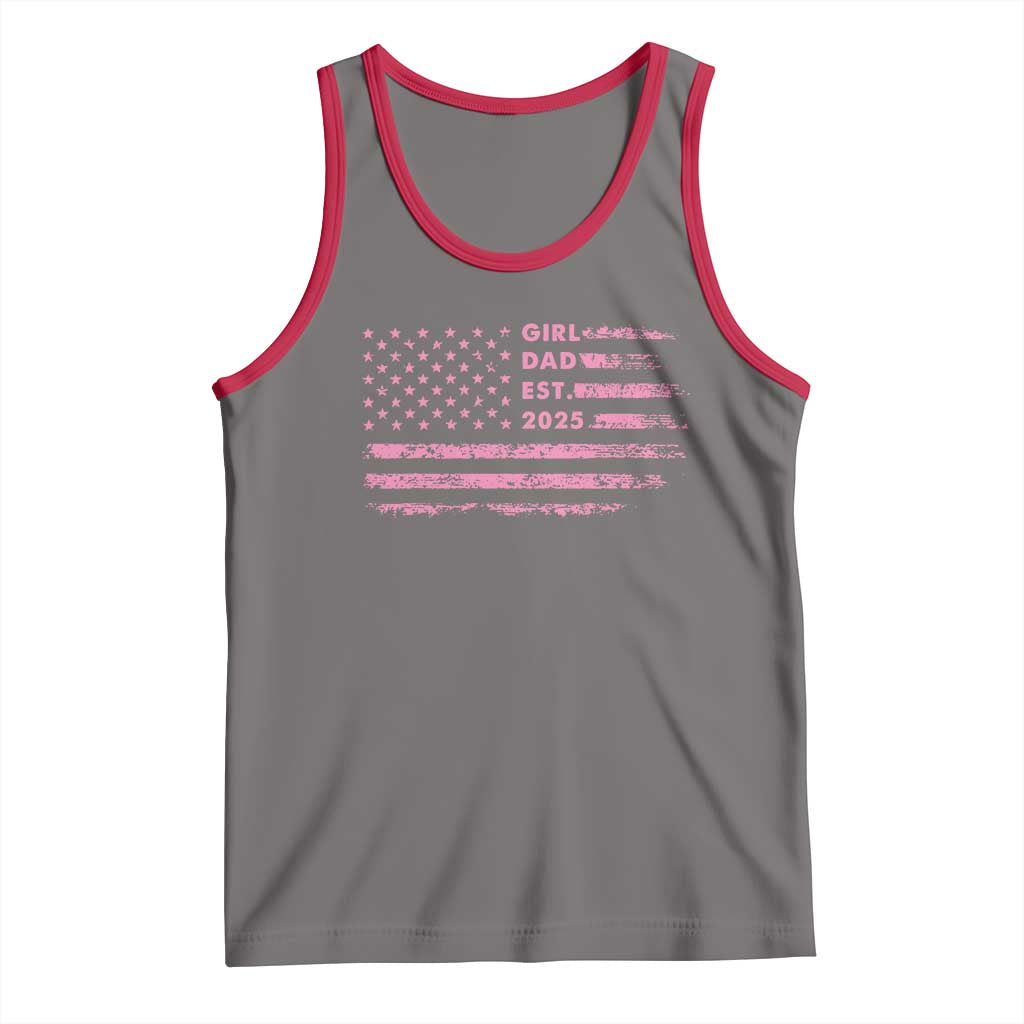 Girl Dad Est. 2025 Tank Top Expect Baby Fathers Day USA Flag TS10 Deep Heather Red Print Your Wear