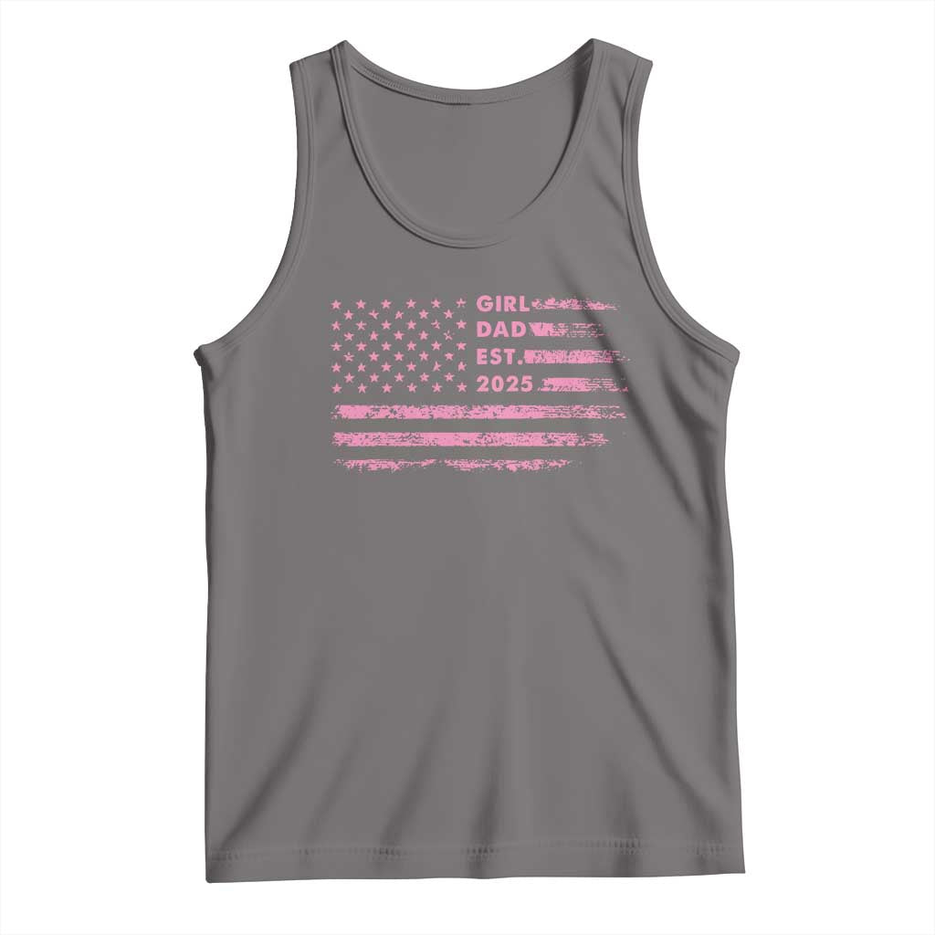 Girl Dad Est. 2025 Tank Top Expect Baby Fathers Day USA Flag TS10 Deep Heather Print Your Wear