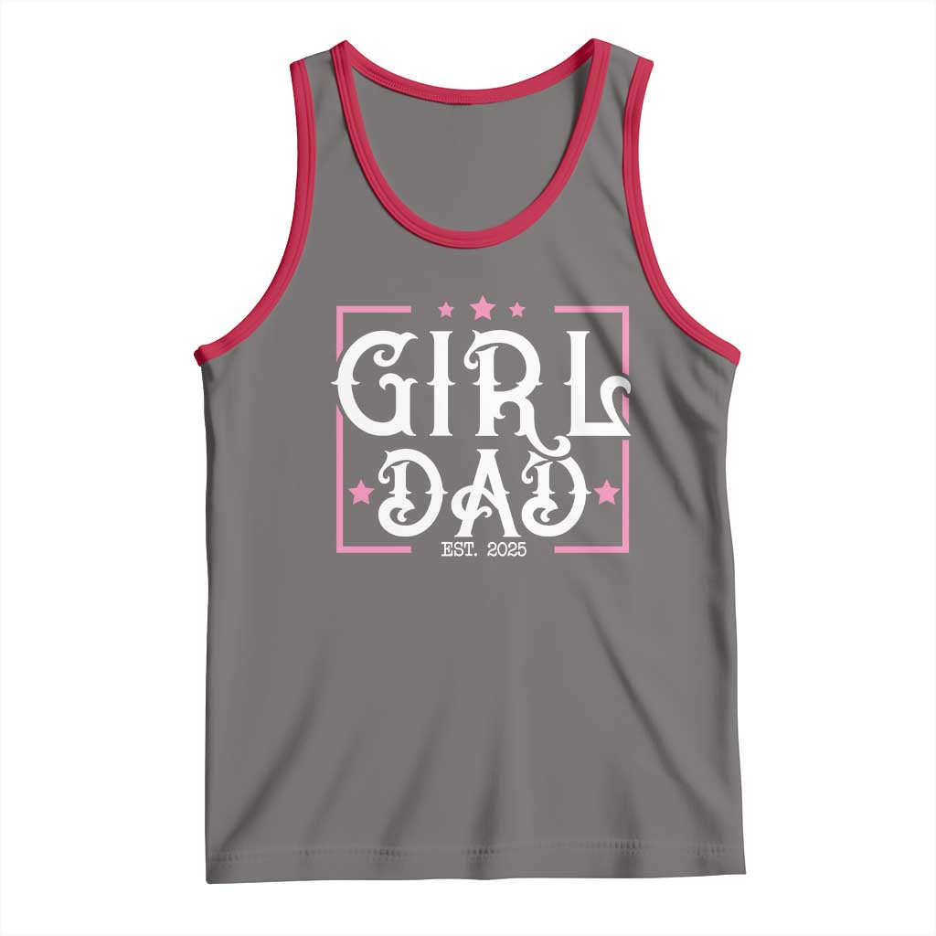 Girl Dad Est. 2025 Tank Top Pink Dad First Fathers Day TS10 Deep Heather Red Print Your Wear