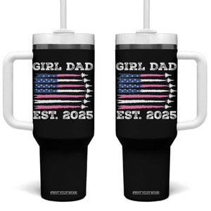 Girl Dad Est. 2025 Tumbler With Handle American USA Flag Pink Dad Fathers Day TS10 One Size: 40 oz Black Print Your Wear