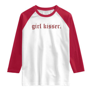 Girl Kisser Raglan Shirt Funny Lesbian Pride TS10 White Red Print Your Wear