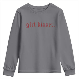 Girl Kisser Youth Sweatshirt Funny Lesbian Pride TS10 Charcoal Print Your Wear