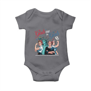 Girl Will be Girls Patriotic Feminist 4th of July Baby Onesie TS11 Charcoal Print Your Wear