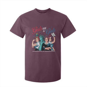 Girl Will be Girls Patriotic Feminist 4th of July T Shirt For Kid TS11 Maroon Print Your Wear