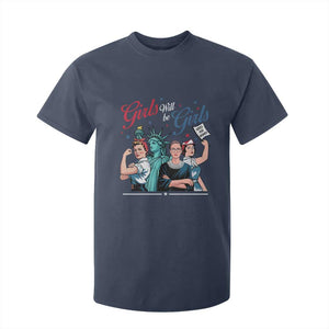 Girl Will be Girls Patriotic Feminist 4th of July T Shirt For Kid TS11 Navy Print Your Wear